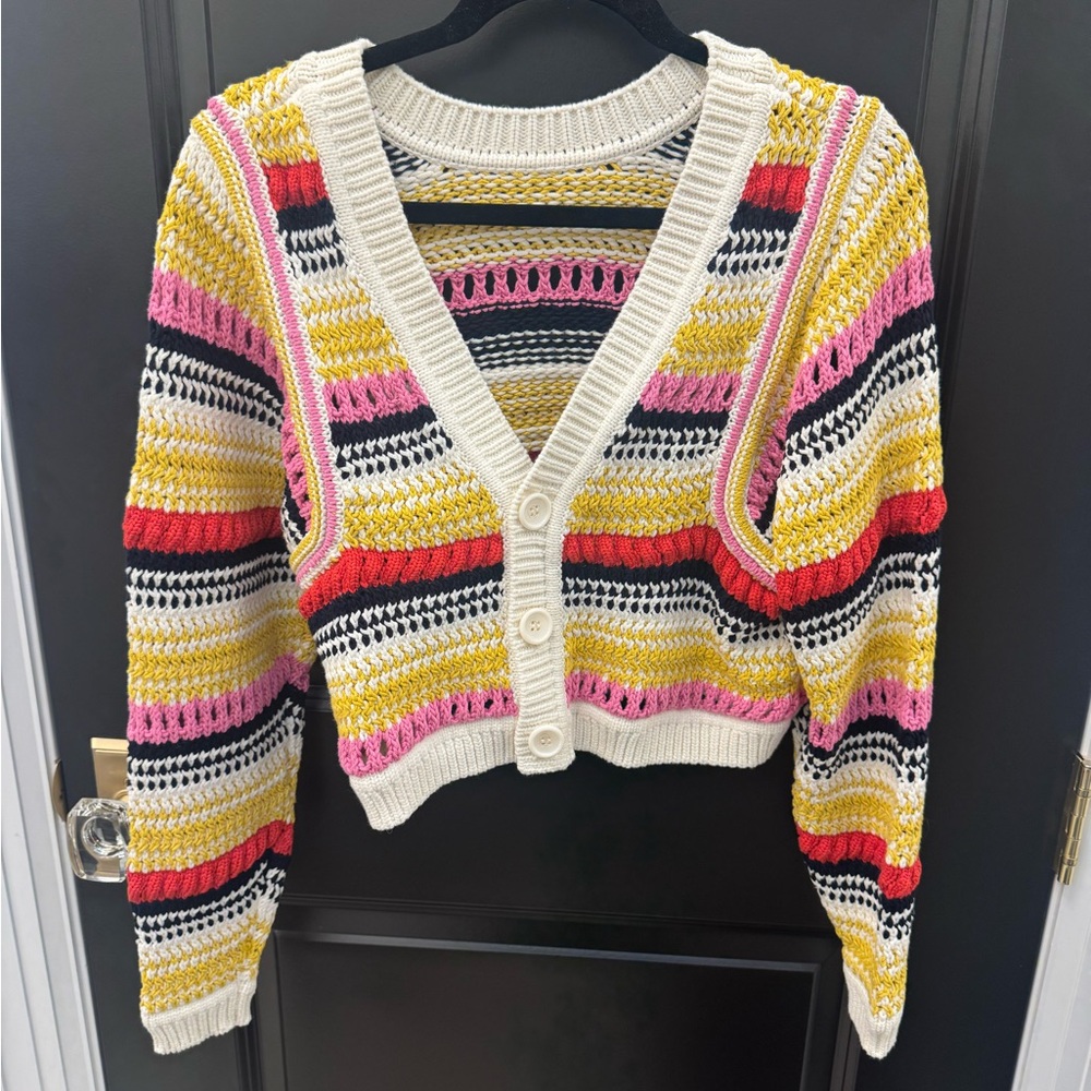 ba&sh Multicolor Chunky Knit Cropped Cardigan